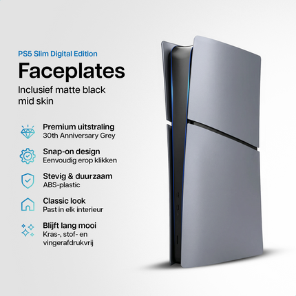 PlayStation 5 Slim Faceplates Digital Edition 30th Anniversary Grau