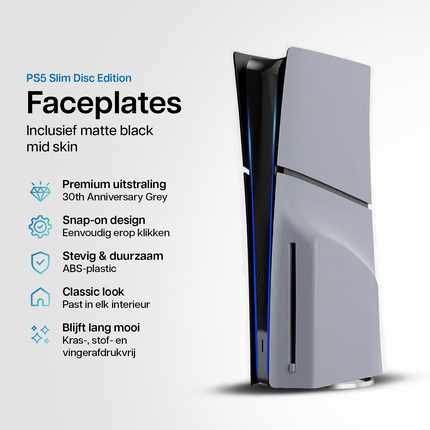PlayStation 5 Slim Faceplates Disc Edition 30th Anniversary Grau